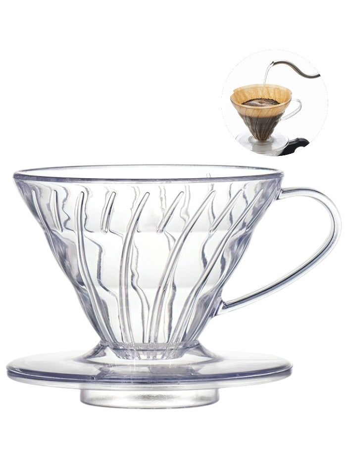 دريبر تحضير القهوة V60 مقاس 01 لتحضير  1–2 كوب من الأكريليك الشفاف – لتحضير القهوة المقطرة بسهولة - Image 1