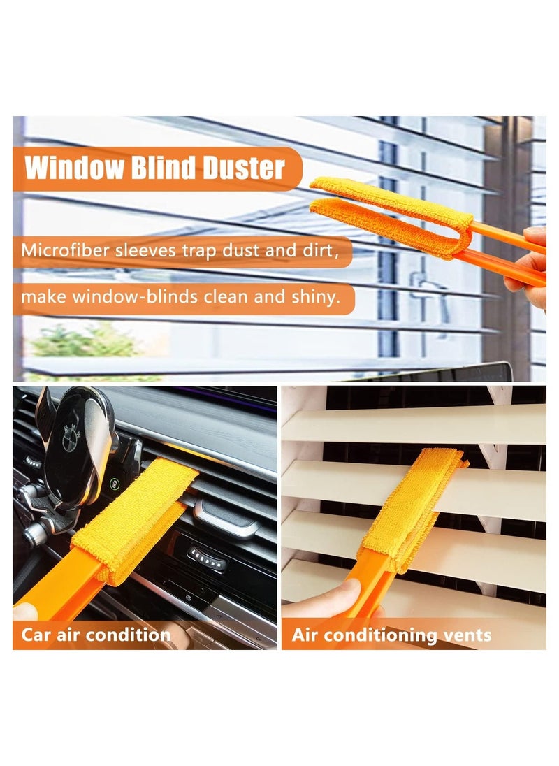 Beauenty 4 Pack Window Blinds Cleaner Duster Brush Blinds Duster with 4 Microfiber Sleeves Blinds Cleaning Tools for Window Blinds Air Conditioner Vents Fans Car Vents Jalousie Dust - Image 1