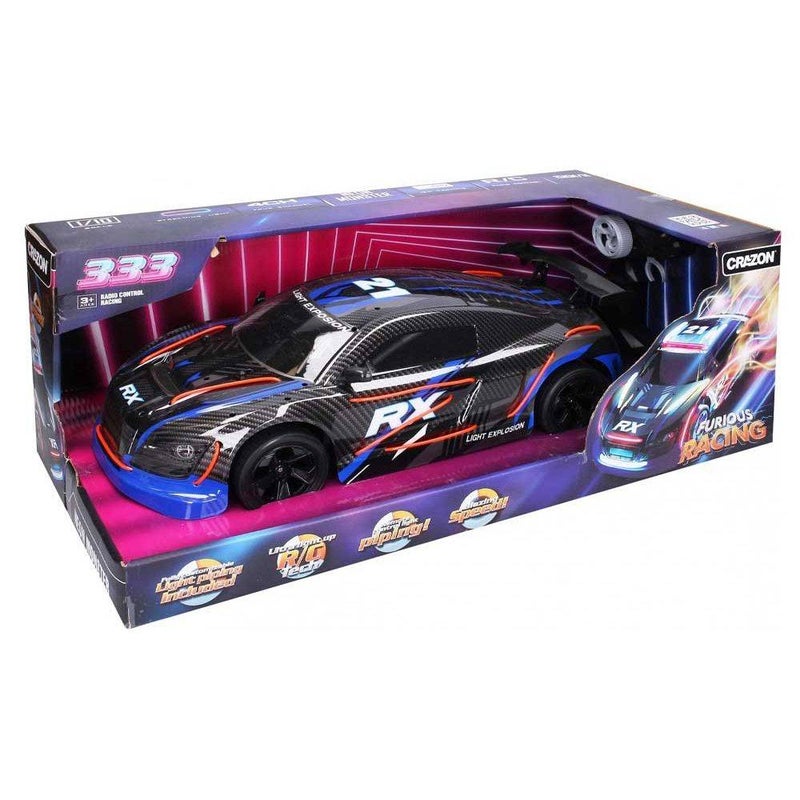 Crazon 333 Furious Racing RX Light Explosion RC Car (1:12, Black/Blue/Orange)