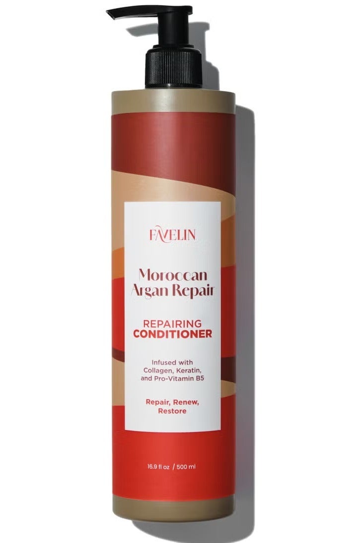 favelin Moroccan Argan Repairing Conditioner | Infused with Collagen Keratin & Pro-Vitamin B5 | 500 Ml 