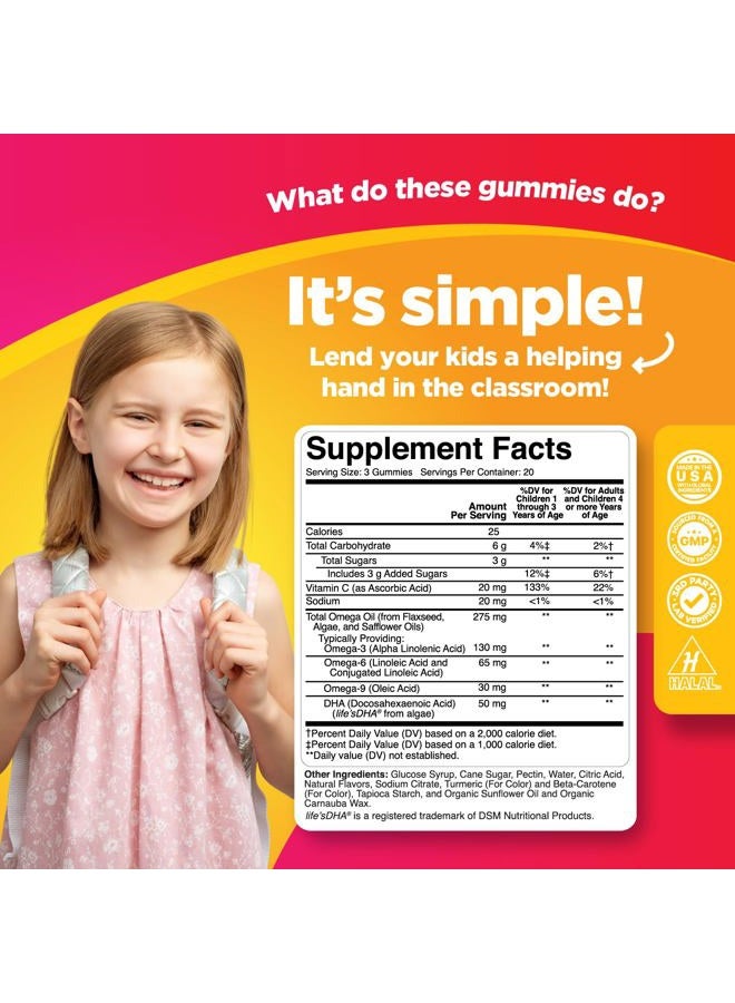 Phytoral Vegetarian Omega 3 Gummies for Kids - Delicious Kids DHA Omega 3 6 9 Gummy Vitamin Gelatin Fish and Gluten Free Non-GMO - Plant Based Omega 3 DHA Gummies for Vision Immunity Heart and Brain Support - Image 3