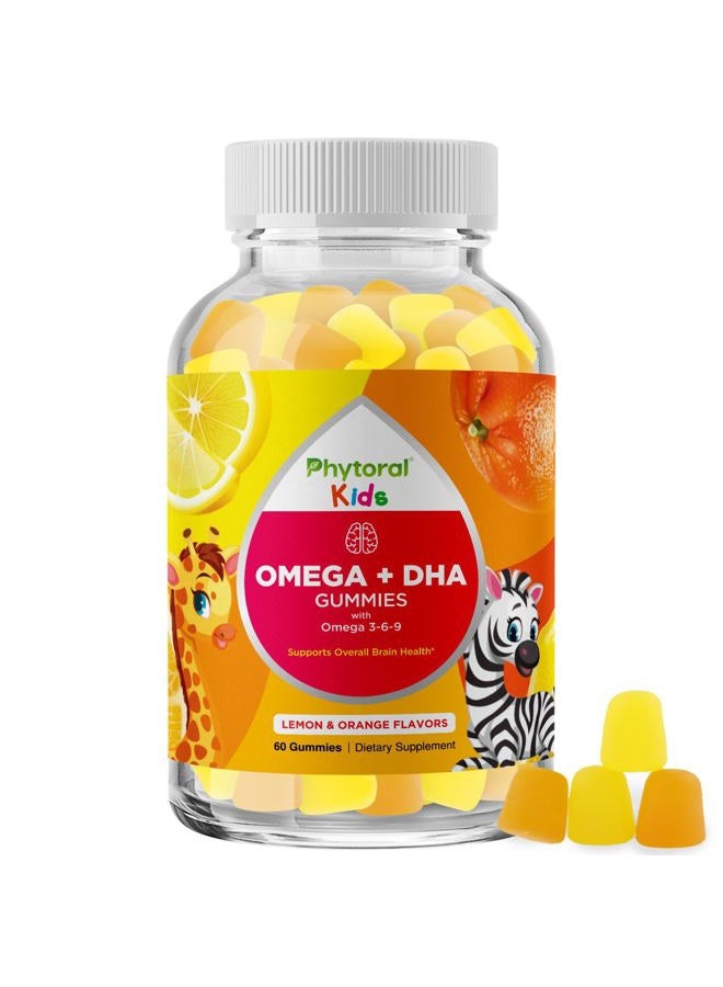 Phytoral Vegetarian Omega 3 Gummies for Kids - Delicious Kids DHA Omega 3 6 9 Gummy Vitamin Gelatin Fish and Gluten Free Non-GMO - Plant Based Omega 3 DHA Gummies for Vision Immunity Heart and Brain Support - Image 1