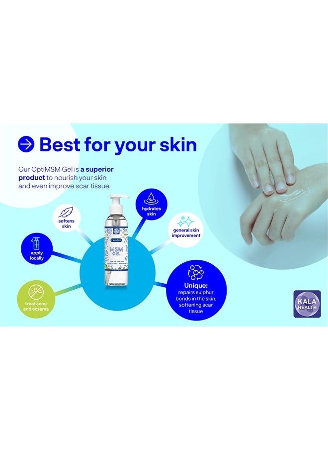 Opti MSM Skin and Facial Gel Lotion - The #1 MSM Gel for Quickly Soothing Joints and Muscles, and Improving Skin Condition- Achieves Soft, Smooth Healthy Skin