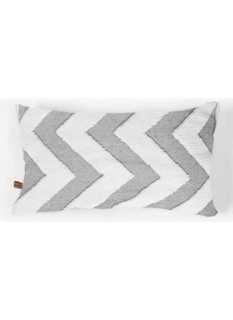 Hamur Dough Bohemian Special Design Punch Punch Pattern Rectangular Throw Pillow Cover Line Gray