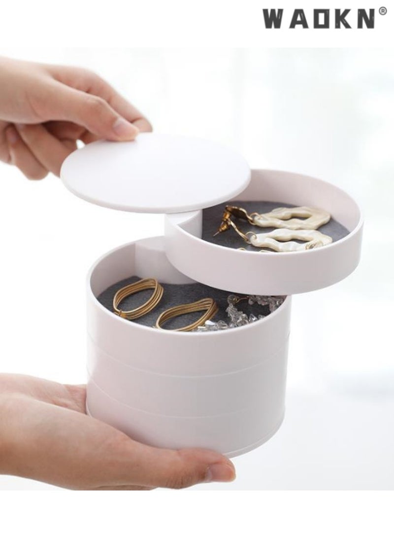 WAOKN White Jewelry Organizer,Jewelry  box,360-Degree Rotating Multi-Layer Storage, Perfect for Earrings, Rings, Bracelets, and Necklaces, Stylish and Functional Design, Space-Saving Solution - Image 2