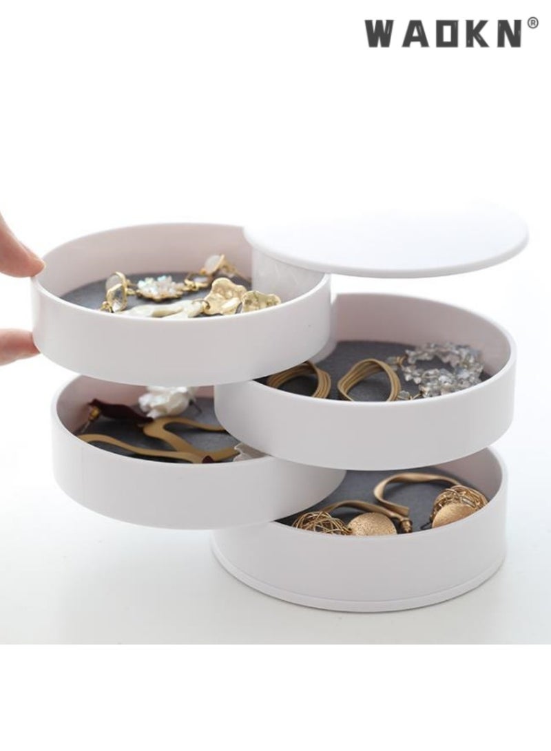 WAOKN White Jewelry Organizer,Jewelry  box,360-Degree Rotating Multi-Layer Storage, Perfect for Earrings, Rings, Bracelets, and Necklaces, Stylish and Functional Design, Space-Saving Solution - Image 3
