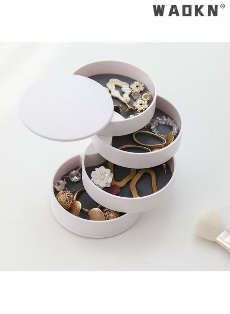 WAOKN White Jewelry Organizer,Jewelry  box,360-Degree Rotating Multi-Layer Storage, Perfect for Earrings, Rings, Bracelets, and Necklaces, Stylish and Functional Design, Space-Saving Solution - Image 1