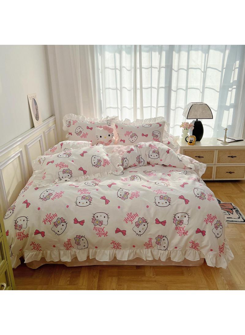 Bluejw 4-Piece Hello Kitty Cotton Comfortable Set Bed Sheet Set Children'S Day Gift Birthday Gift 200X230cm - Image 1