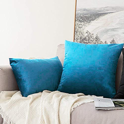 Khooti Velvet Cushion Cover, 18 x 22 Inches / 45 x 55 cm (Sea Blue)(Pack of 1) - Image 3