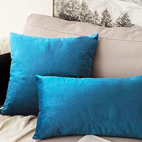 Khooti Velvet Cushion Cover, 18 x 22 Inches / 45 x 55 cm (Sea Blue)(Pack of 1) - Image 5