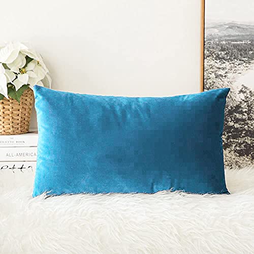 Khooti Velvet Cushion Cover, 18 x 22 Inches / 45 x 55 cm (Sea Blue)(Pack of 1) - Image 1