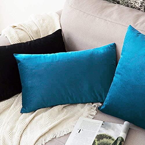 Khooti Velvet Cushion Cover, 18 x 22 Inches / 45 x 55 cm (Sea Blue)(Pack of 1) - Image 4
