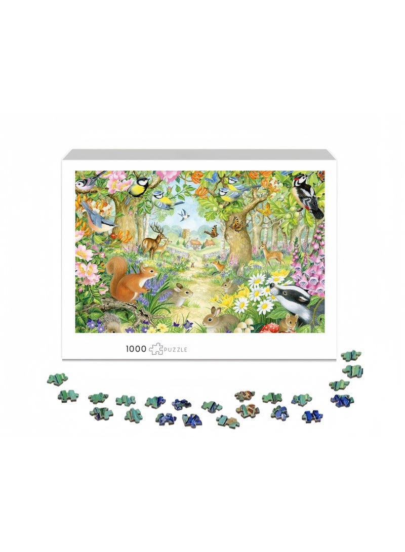 1000 قطعة من الأحاجي | لعبة أحاجي عالية الجودة بموضوع حيوانات الغابة الخيالية، موضوع عطلة - مناسبة للترفيه العائلي / هدية تذكارية للصداقة - Image 2