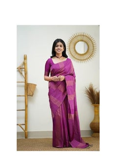 Accessorize Kingdom Women's Banarasi Soft Silk Saree With Unstitched Blouse Piece (Free Size)  - Image 4