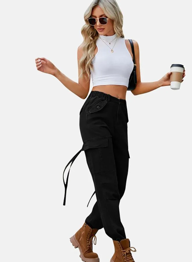 يونيكي Black Denim Cargo Pants
