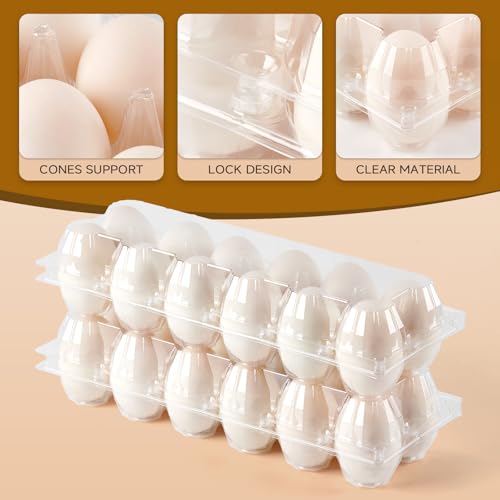 YIFIHGE 60 Pack Duck Egg Cartons Jumbo Egg Cartons Cheap Bulk with Sticker Labels Clear Empty Plastic Egg Containers Extra Large for Home Ranch Farm Commercial Market Display, 2×6 Grids - Image 5