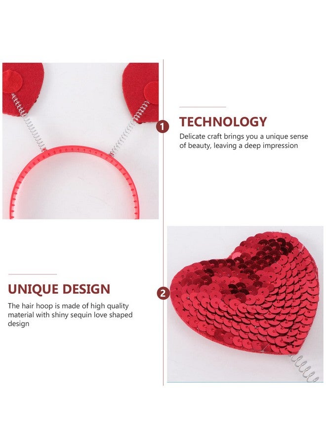 Uonlytech Hair Styling Accessories Sequins Heart Headbands For Girls Sequins Hair Hoop Headdress Hair Accessories For Party Birthday Valentines Day Gifts Womens Headbands - Image 2
