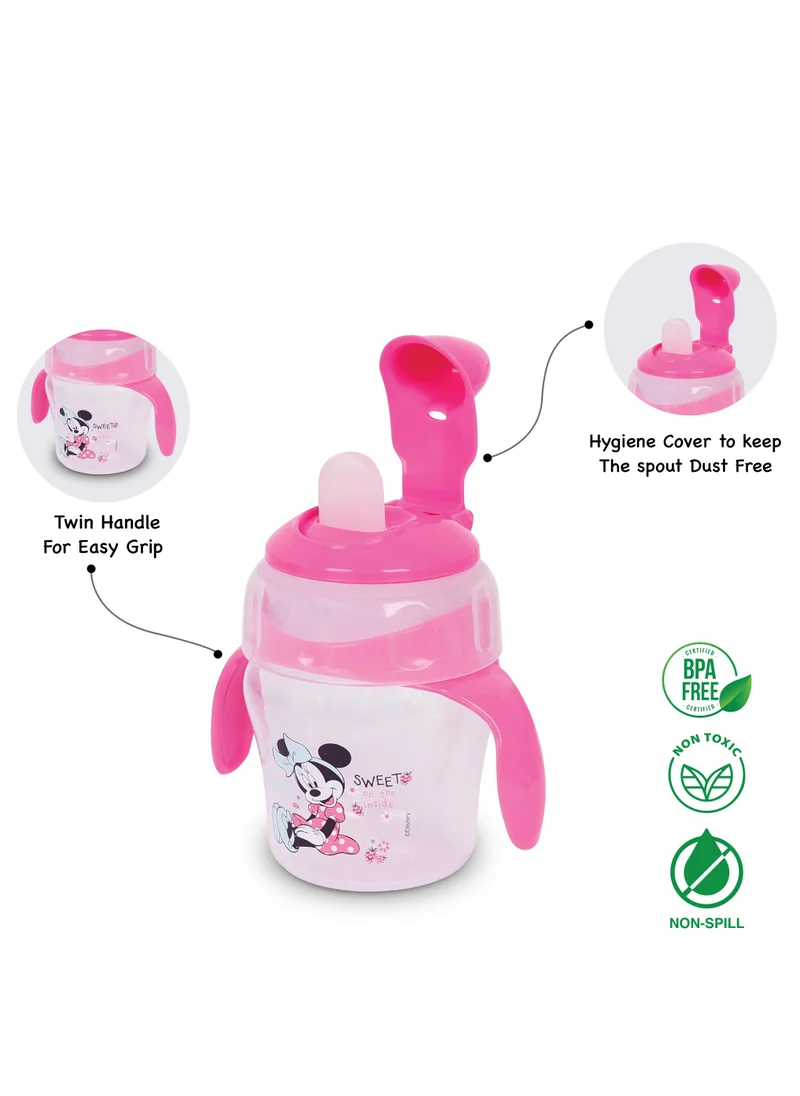 ديزني Minnie Mouse Sippers For Babies And Toddlers With Straw Spill Proof Straw, Soft Duckbill Spout, Cup With Removable Handle