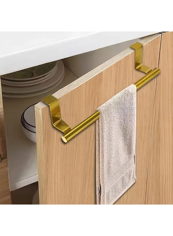 Modern Stainless Steel Towel Rack Golden No Drill Easy Install Rust Proof Single Pole Wall Mounted Space Saving Bathroom Towel Holder Accessory - Image 1