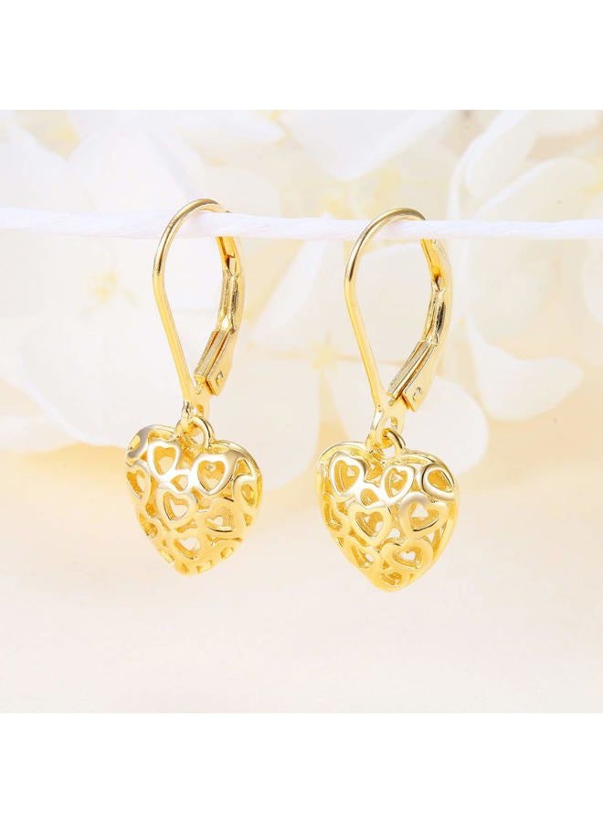 DAOCHONG S925 Sterling Silver Stud Dangle Drop Heart Earrings for Women Girl - Image 4