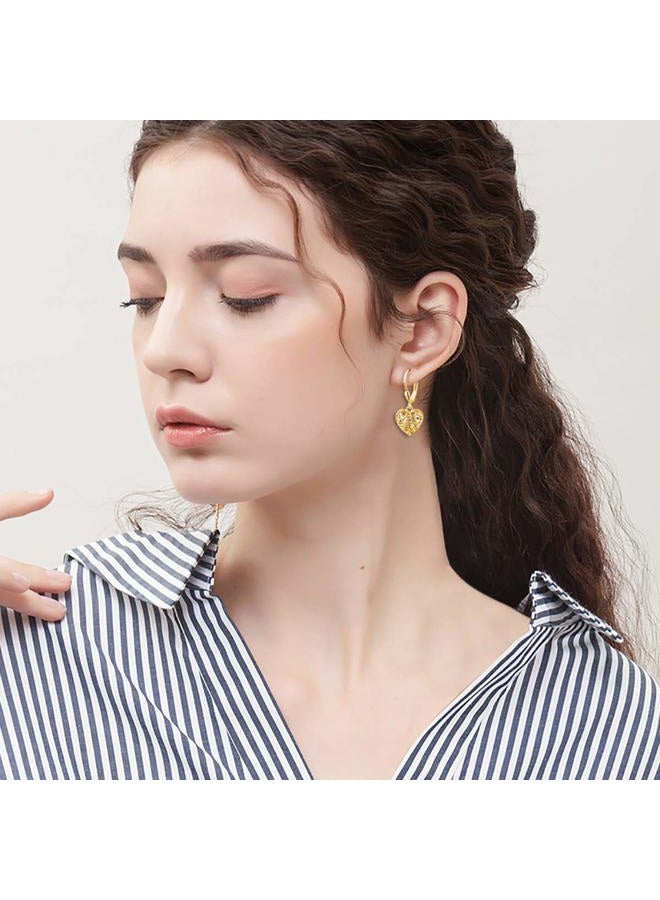 DAOCHONG S925 Sterling Silver Stud Dangle Drop Heart Earrings for Women Girl - Image 2