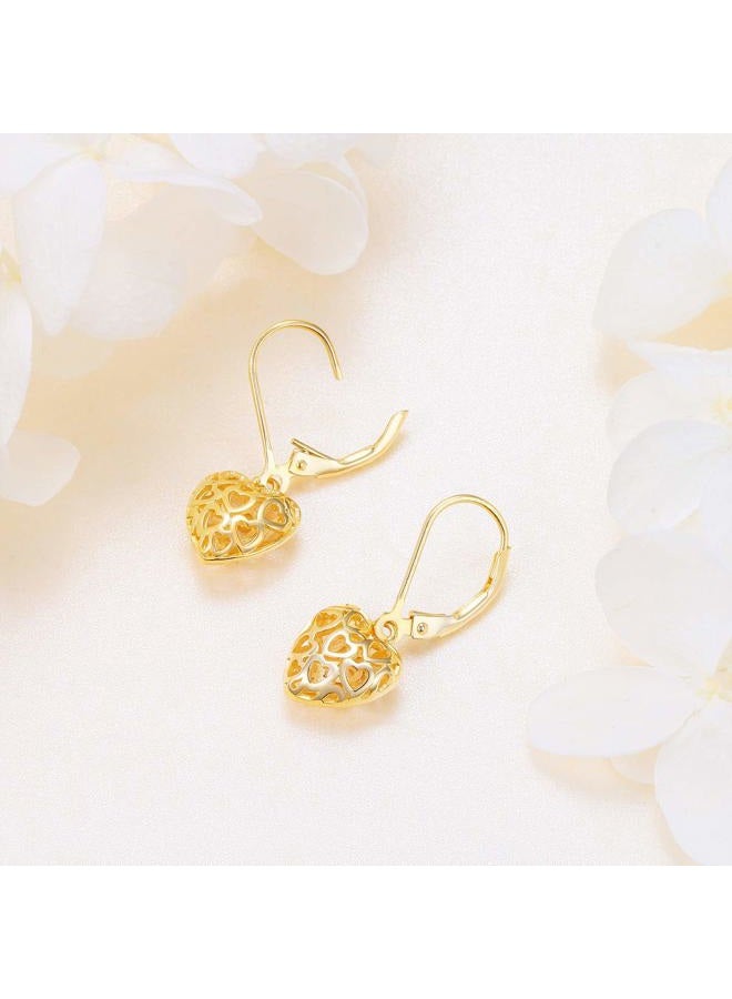 DAOCHONG S925 Sterling Silver Stud Dangle Drop Heart Earrings for Women Girl - Image 3