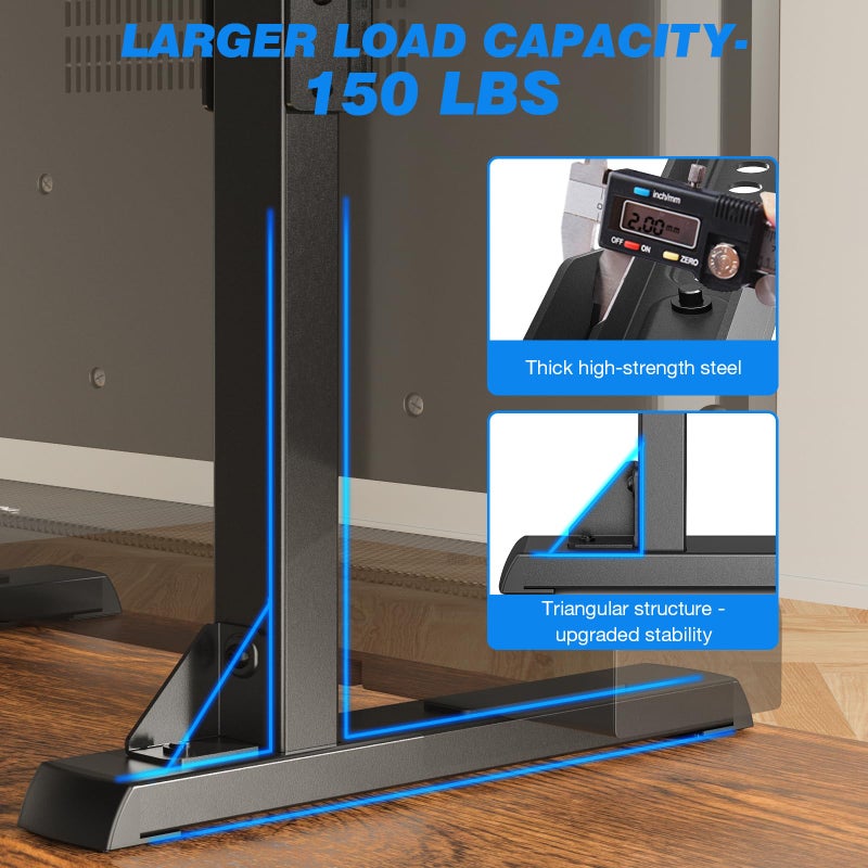 Rfiver Table Top TV Stand with Height Adjustable TV Legs, TV Stands Base with Cable Management for Most 37 to 86 Inch Flat or Curved TVs, Steel TV Feet Holds up to 150 lbs, Max VESA 800x600mm, Black - Image 4