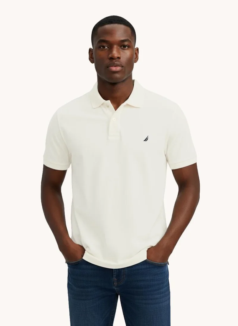 Nautica Men Regular Fit Short Sleeve Solid Polo Shirt for Refined Casual Style - White