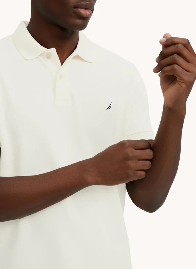 Nautica Men Regular Fit Short Sleeve Solid Polo Shirt for Refined Casual Style - White