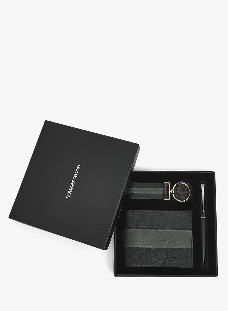 Genuine Leather Wallet And Key Chain Gift Set