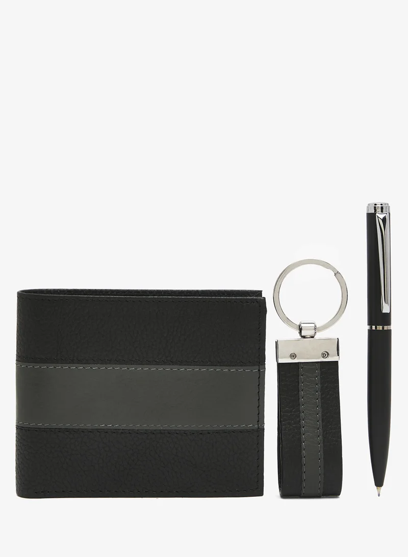 روبرت وود طقم هدايا محفظة وسلسلة مفاتيح جلد طبيعي