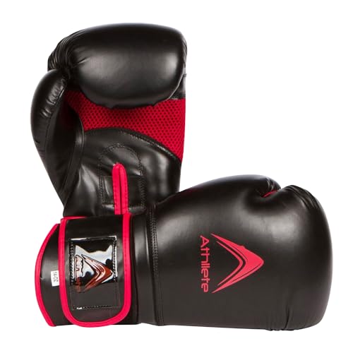 Athllete Men's Boxing Gloves - 14 oz Training, Black/Red - Image 1