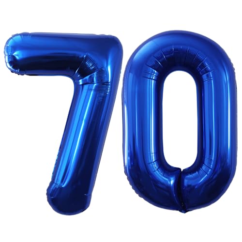 GOER Number 70 Balloons for 70th Birthday Party Decorations42 Inch Jumbo Foil Helium Balloons for 70th Anniversary Blue - Image 1