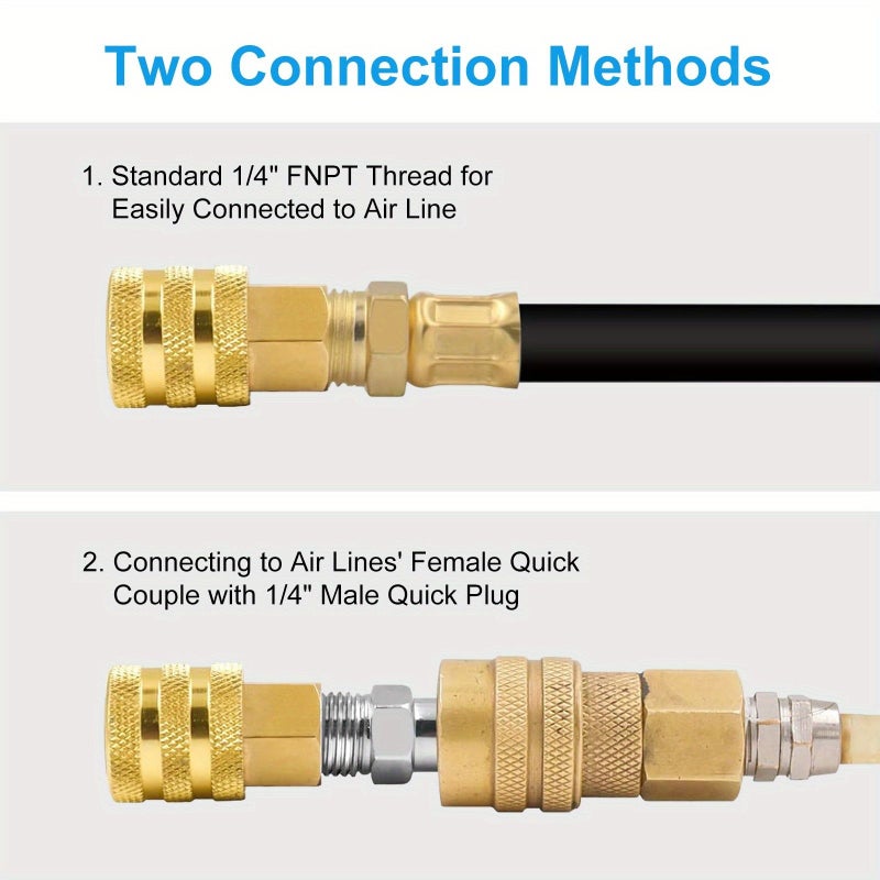 3 Pcs Locking Air Nozzles With 1/4 Inch Internal Thread And External Thread Quick Connector For Tire Inflation Gauge And Air Compressor - Image 3