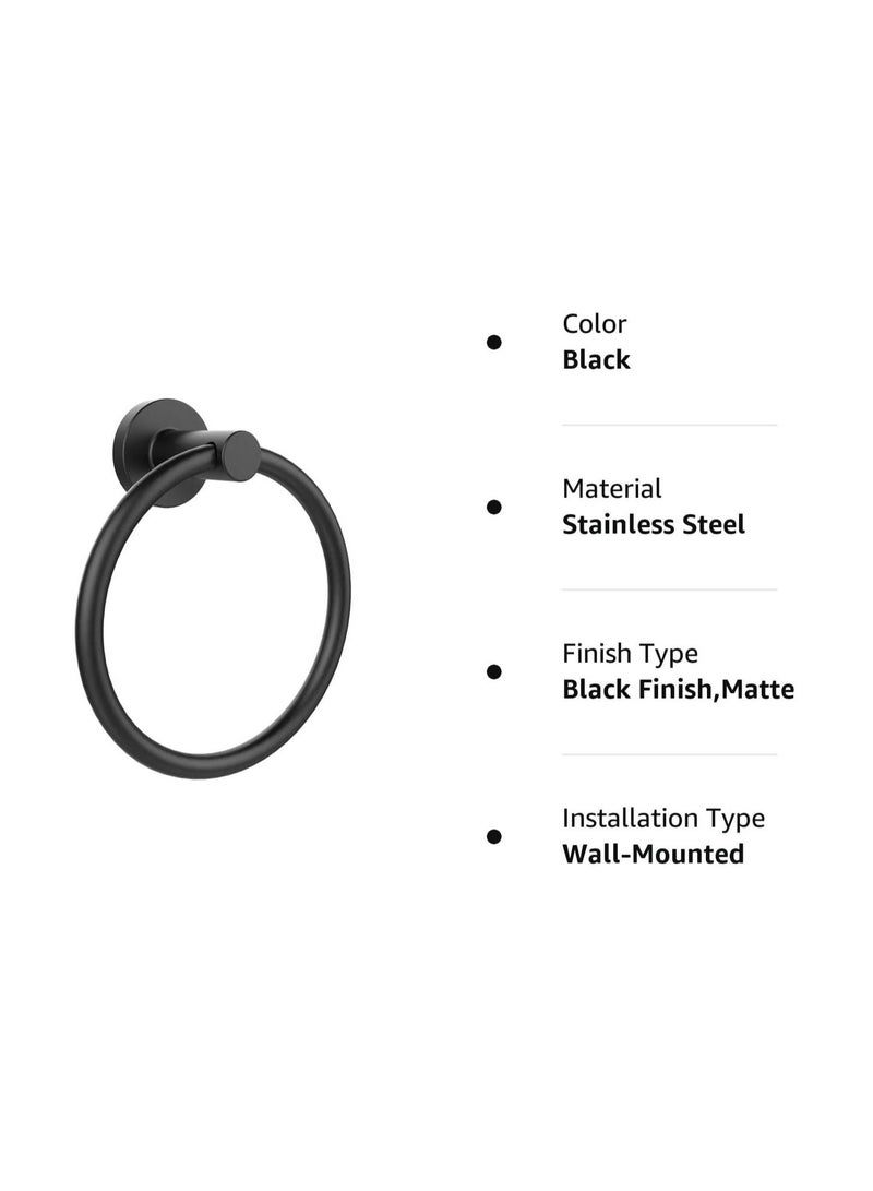 Captaintech Towel Holder for Bathroom Wall Matte Black Towel Ring 304 Stainless Steel Hand Towel Holder Heavy Duty Towel Hanger  - Image 2