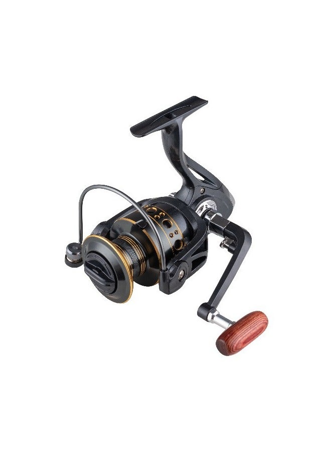 Smooth Spinning Fishing Reel with Wooden Grip,  5.2:1 High-Density Metal Wire Cup, and Stainless Steel Rack and Brass Spindle Suitable for Saltwater and Freshwater - Image 1
