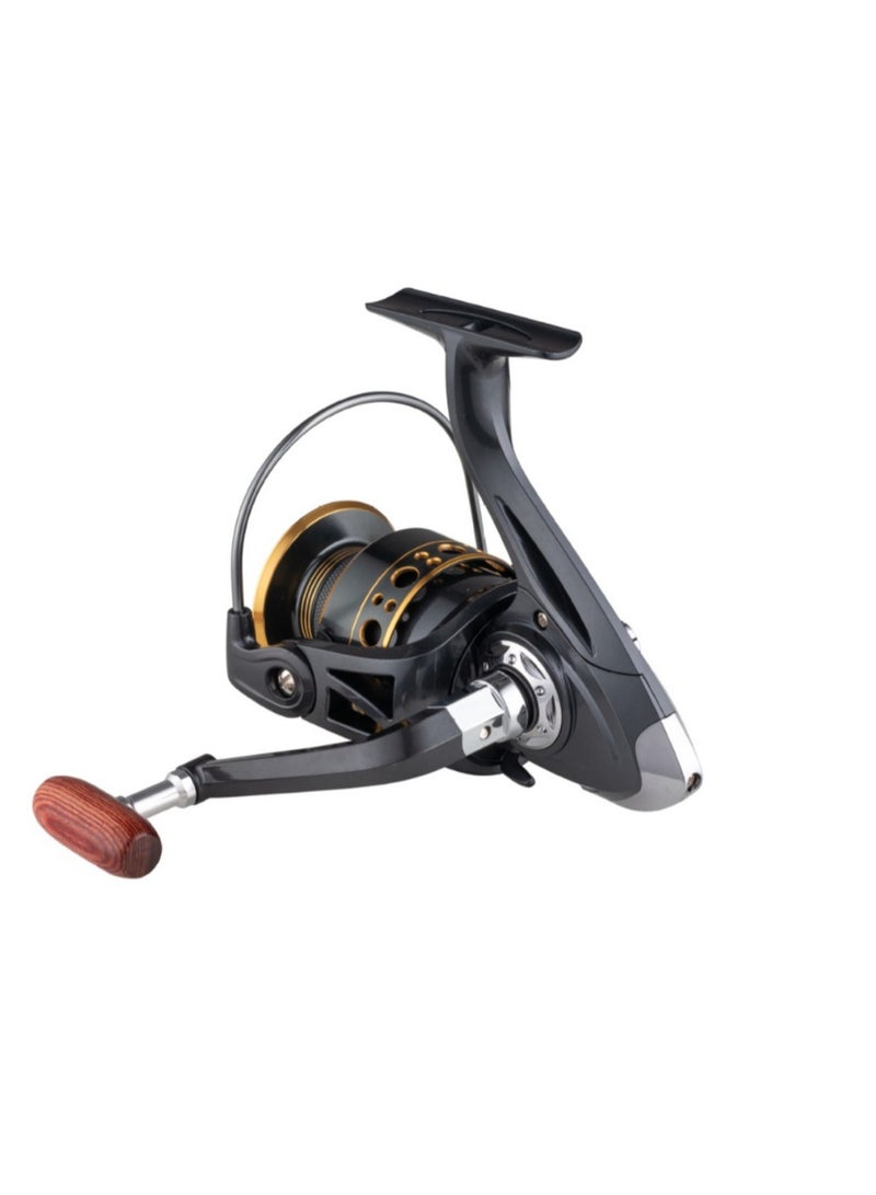 Smooth Spinning Fishing Reel with Wooden Grip,  5.2:1 High-Density Metal Wire Cup, and Stainless Steel Rack and Brass Spindle Suitable for Saltwater and Freshwater - Image 2