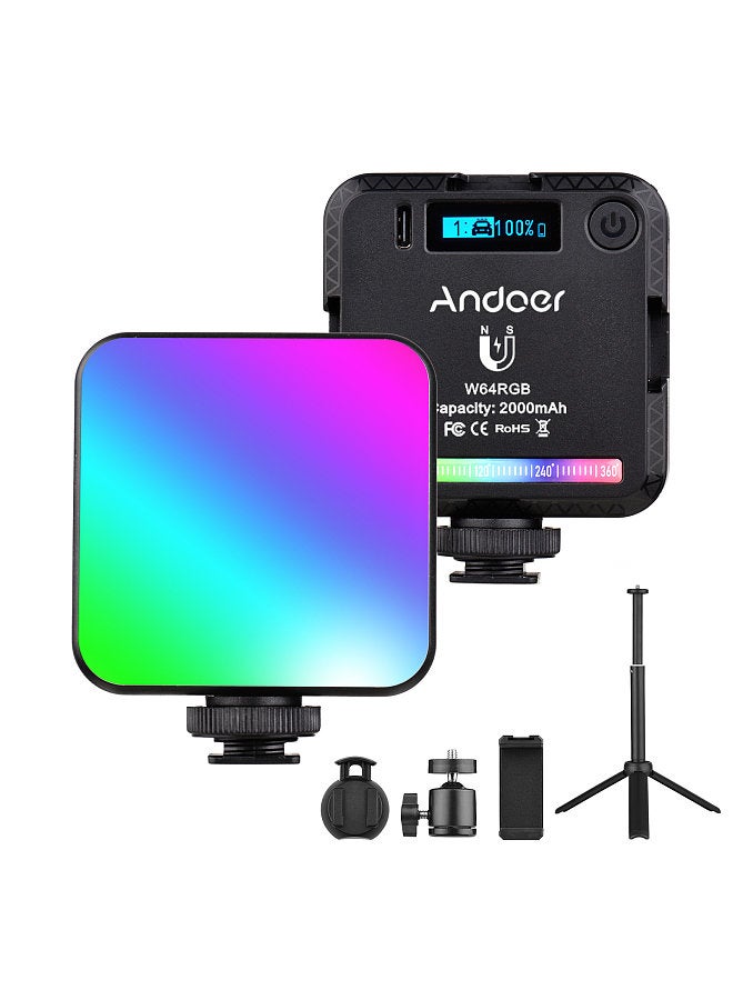 ANDOER Andoer W64RGB Pocket RGB LED Video Light Kit Video Conference Lighting CRI95+ 2500K-9000K Dimmable 20 Lighting Effects Magnetic Backside  - Image 1