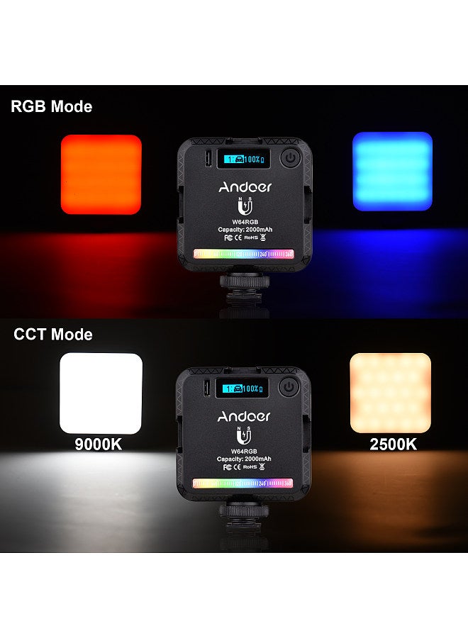 ANDOER Andoer W64RGB Pocket RGB LED Video Light Kit Video Conference Lighting CRI95+ 2500K-9000K Dimmable 20 Lighting Effects Magnetic Backside  - Image 4