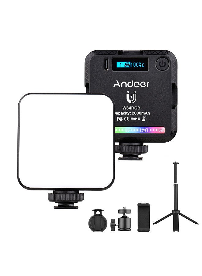ANDOER Andoer W64RGB Pocket RGB LED Video Light Kit Video Conference Lighting CRI95+ 2500K-9000K Dimmable 20 Lighting Effects Magnetic Backside  - Image 3