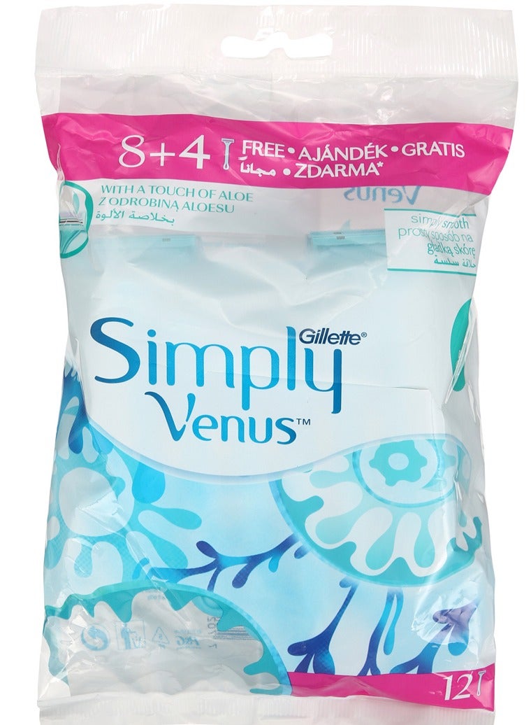 فينوس شفرات جيليت سيمبلي فينوس ٢ للاستخدام مرة واحدة ٨+٤