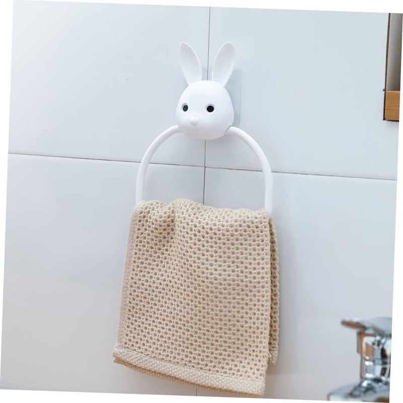BESTYASH Wall Mounted Abs Cartoon Towel Ring Holder Adhesive Bathroom Storage Rack for Hand Towels Easy Install Non Drill Space Saving Organizer for Kitchen and Bathroom - Image 2