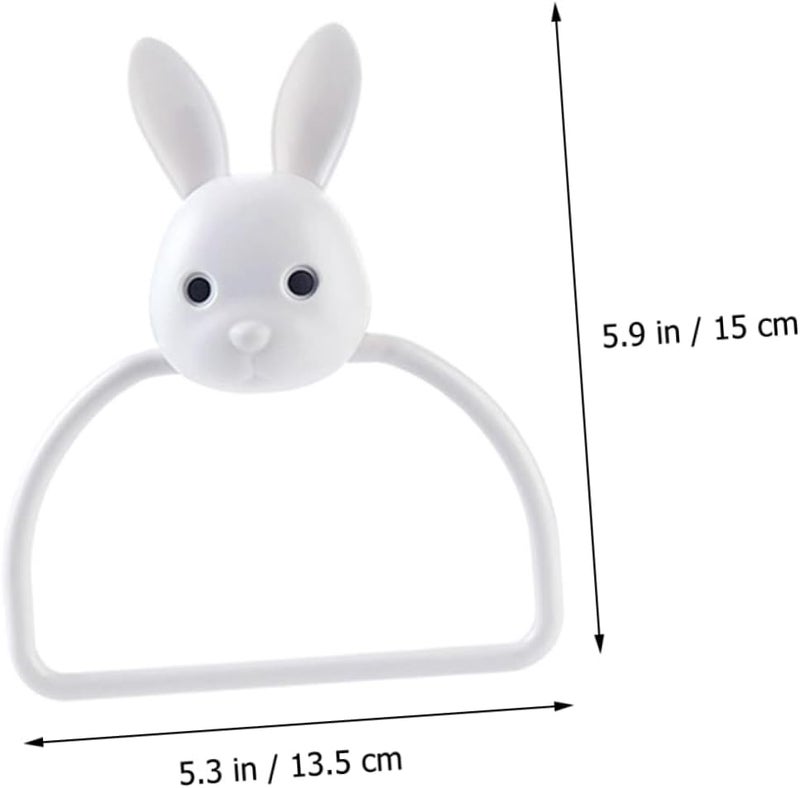 BESTYASH Wall Mounted Abs Cartoon Towel Ring Holder Adhesive Bathroom Storage Rack for Hand Towels Easy Install Non Drill Space Saving Organizer for Kitchen and Bathroom - Image 3