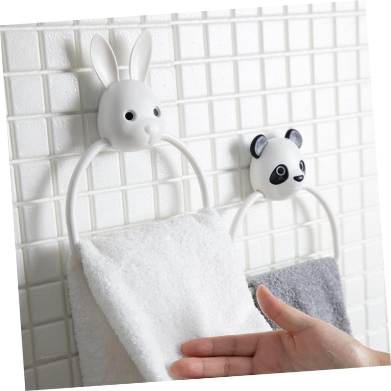 BESTYASH Wall Mounted Abs Cartoon Towel Ring Holder Adhesive Bathroom Storage Rack for Hand Towels Easy Install Non Drill Space Saving Organizer for Kitchen and Bathroom - Image 4