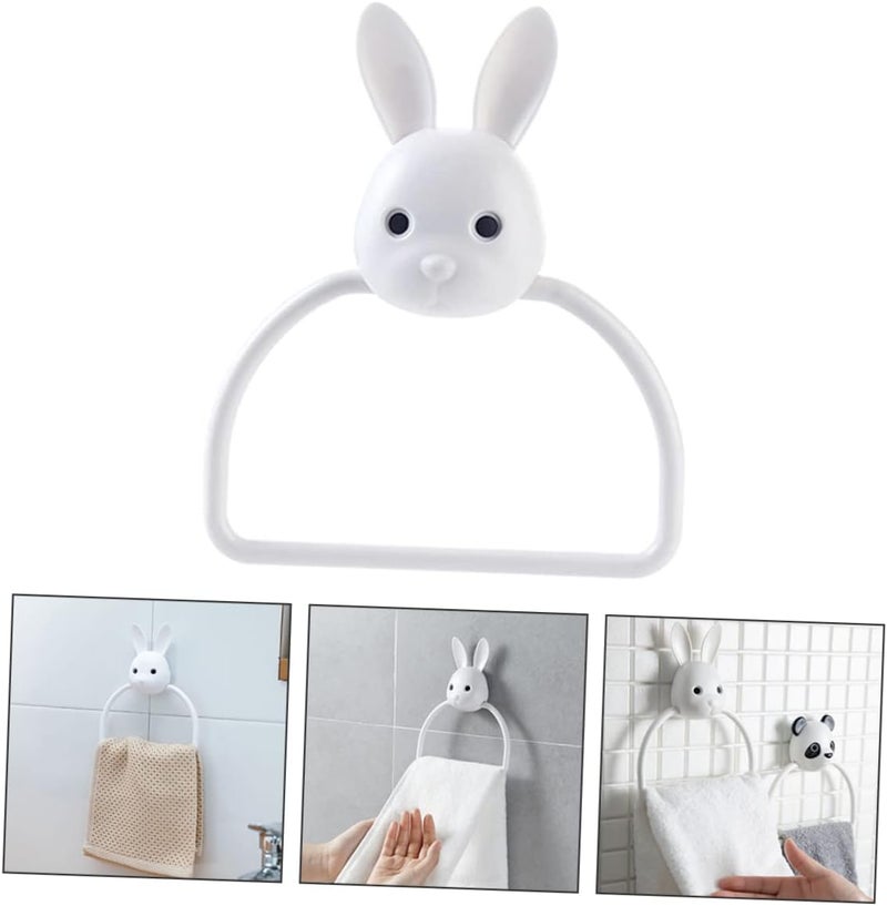 BESTYASH Wall Mounted Abs Cartoon Towel Ring Holder Adhesive Bathroom Storage Rack for Hand Towels Easy Install Non Drill Space Saving Organizer for Kitchen and Bathroom - Image 5