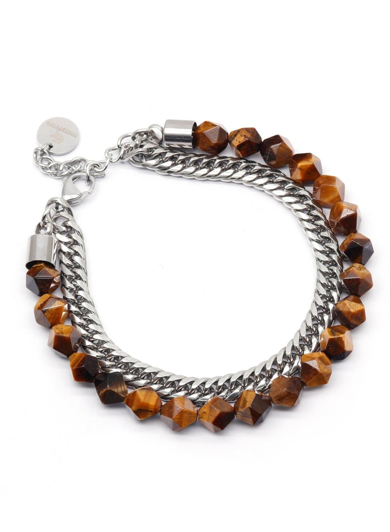 Lunnora Tiger Eye Faceted Beads Handmade Natural Stone Bead Bracelet – Bracelet for Men, Men’s Bracelet, Gifts for Men, Bracelets for Men – Adjustable One Size Fits All - Image 4