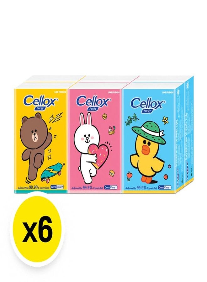 VIRAVIN HOUSEWARE Cellox Purify Line Friends Edition Facial Tissue, 2-Ply, 10 Sheets, Pack of 6 - Image 2