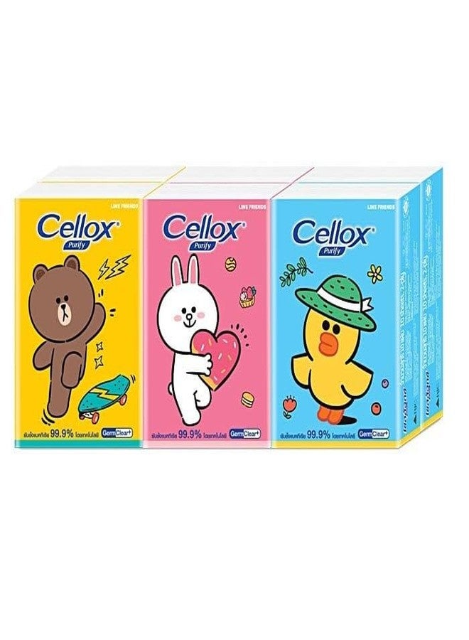VIRAVIN HOUSEWARE Cellox Purify Line Friends Edition Facial Tissue, 2-Ply, 10 Sheets, Pack of 6 - Image 1