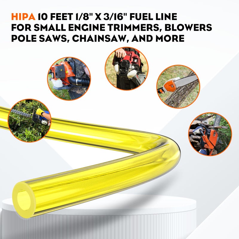 HIPA 10-Feet (3-Meter) Petrol Fuel Line Hose I.D 1/8" x O.D 3/16" Tubing for Small Engines Weedeater Chainsaw Leaf Blower - Image 2
