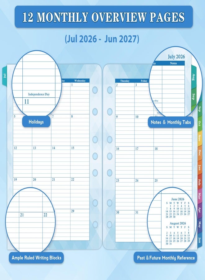 مايبوك عبوات إعادة تعبئة المخطط 2026-2027 - يوليو 2026 - يونيو 2027، صفحتان لكل يوم، مخطط يومي وشهري 2026-2027، منظم حلقي 5.5 بوصة × 8.4 بوصة، علامات تبويب، اقتباسات، مهام ذات أولوية، متتبع/ملاحظات يومية، جدول مواعيد - Image 4
